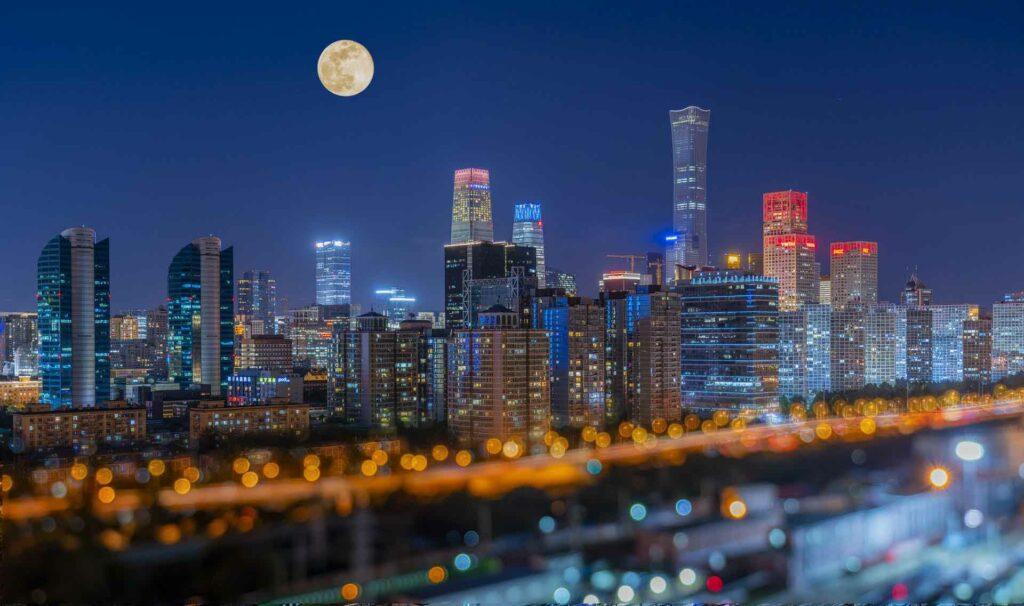 panorama notturno di pechino